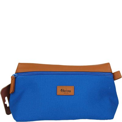 Trousse de toilette - Simili cuir & coton - Homme - Bleu & marron-Marron