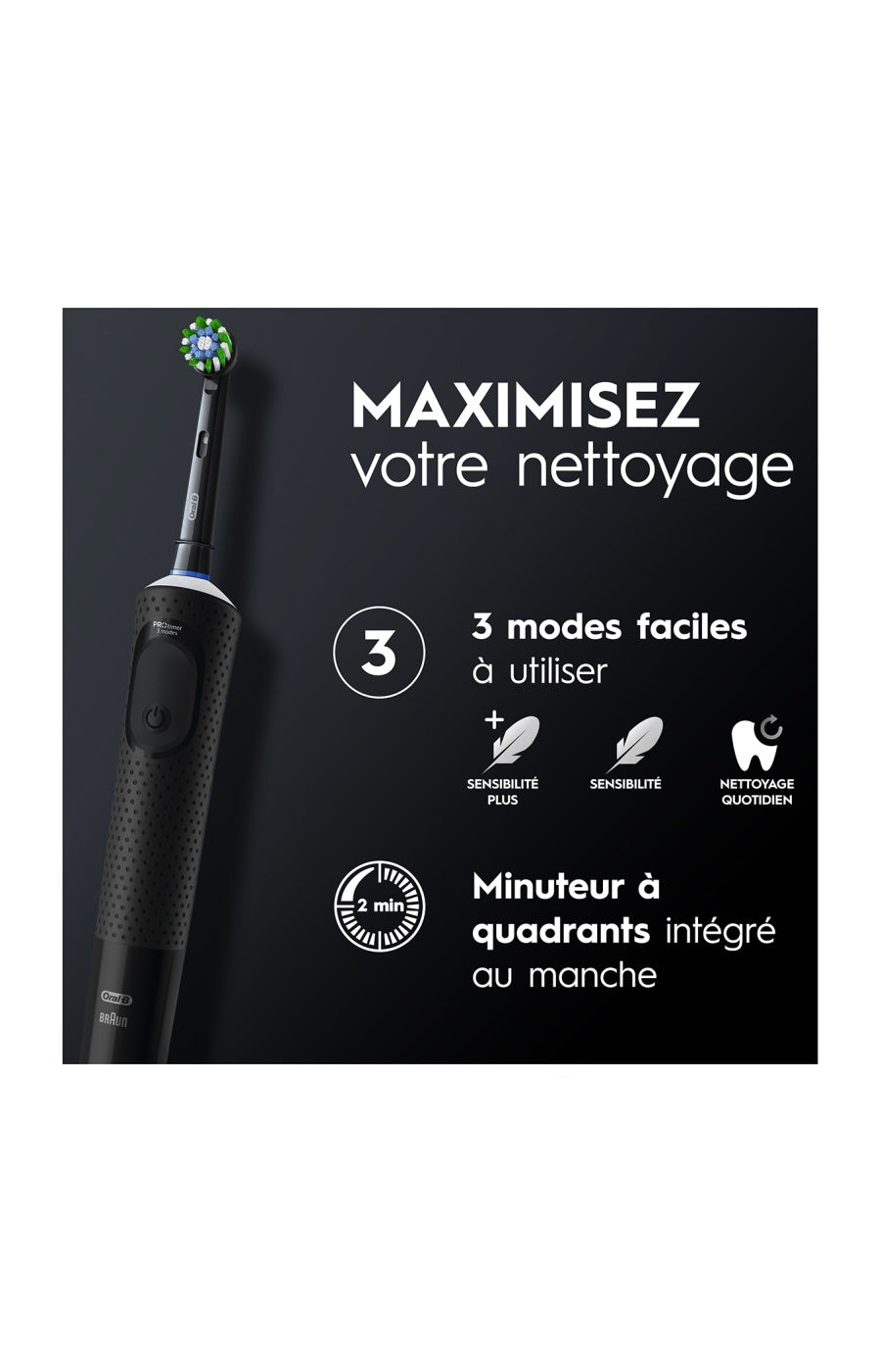 Brosse à dents électrique - Vitality Pro Clean - Noir