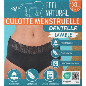Pack de 3 culottes menstruelles - Dentelle - 1 + 2 offertes -Noir