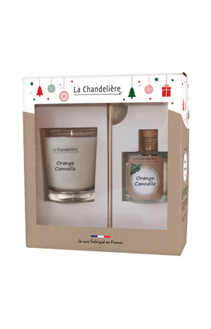 Coffret bougie & vaporisateur d'ambiance - Orange cannelle - 2 produits