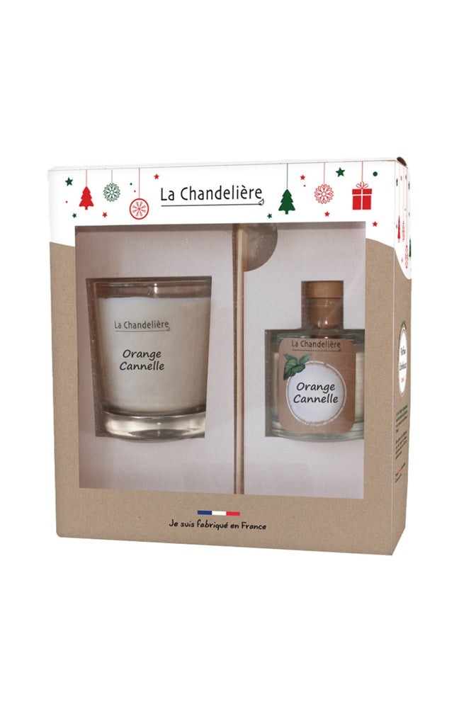 Coffret bougie & vaporisateur d'ambiance - Orange cannelle - 2 produits