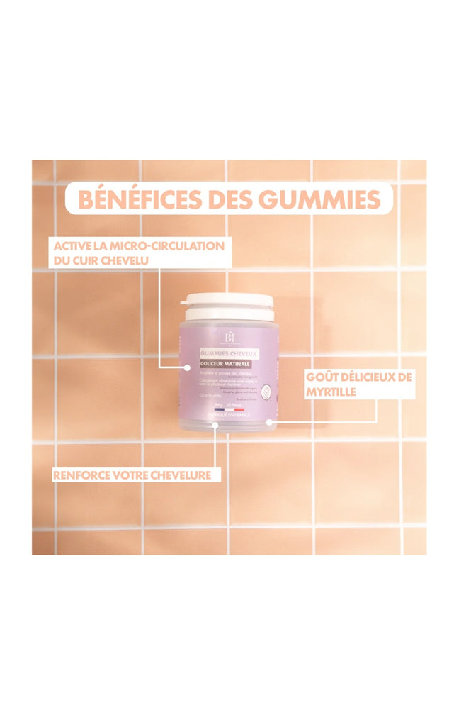 Gummies pousse des cheveux - Douceur matinale - Myrtille - 1 mois