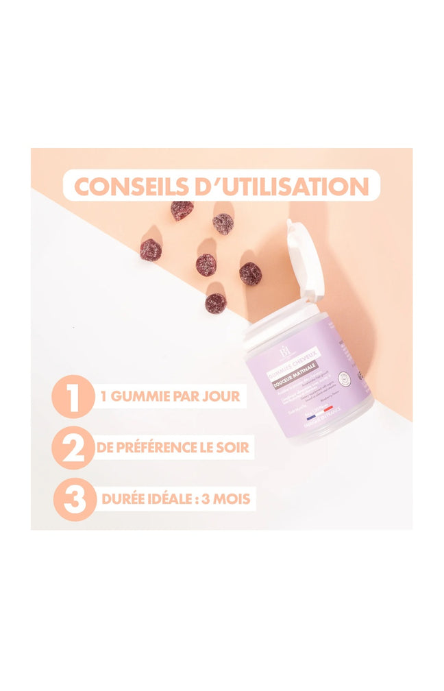 Gummies pousse des cheveux - Douceur matinale - Myrtille - 1 mois