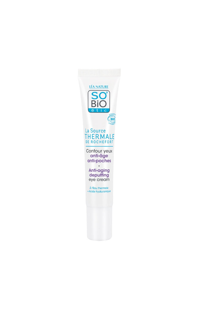 Crème contour yeux  anti-poches bio - Eau thermale & acide hyaluronique