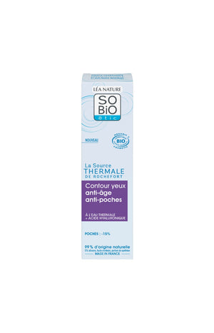 Crème contour yeux  anti-poches bio - Eau thermale & acide hyaluronique