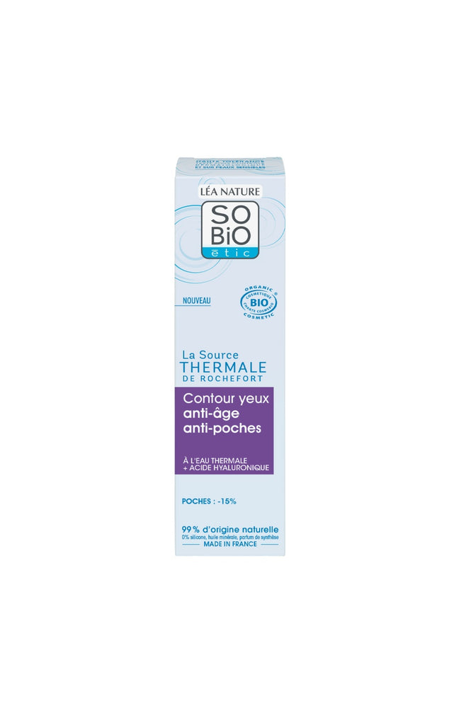 Crème contour yeux  anti-poches bio - Eau thermale & acide hyaluronique