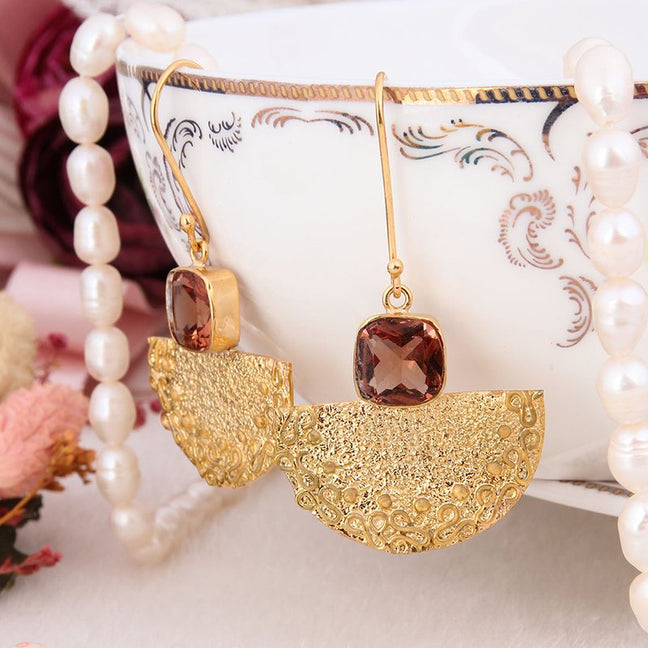 Boucles d'oreilles - Laiton plaqué or & zircon