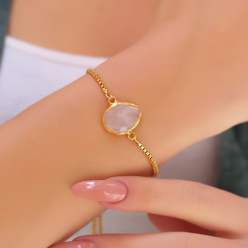 Bracelet - Laiton plaqué or & quartz