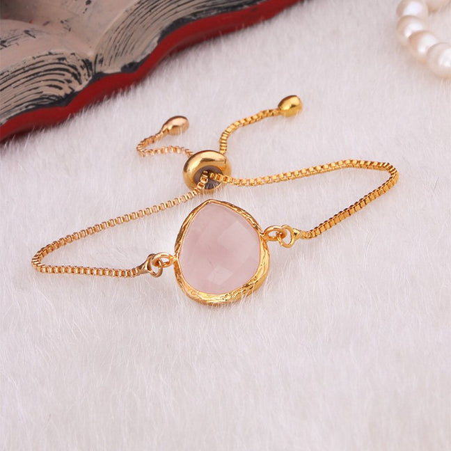 Bracelet - Laiton plaqué or & quartz