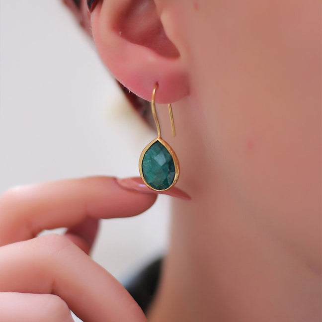 Boucles d'oreilles - Laiton plaqué or & agate