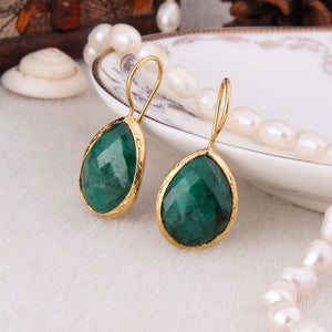 Boucles d'oreilles - Laiton plaqué or & agate