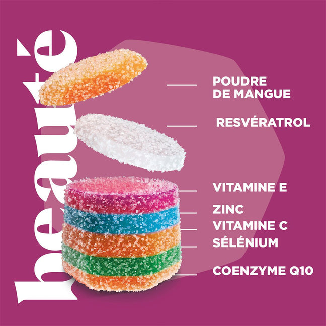 Gummies beauté - Zinc & coenzyme Q10 - Peau, cheveux et ongles - 30 gummies