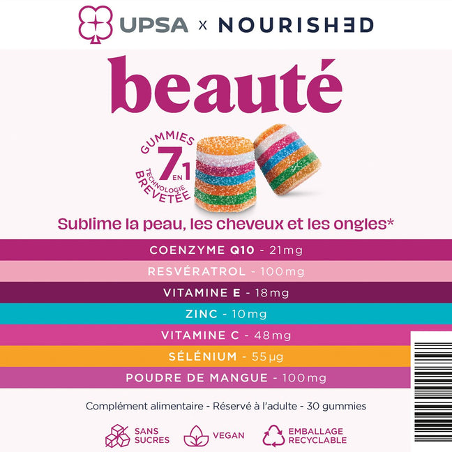 Gummies beauté - Zinc & coenzyme Q10 - Peau, cheveux et ongles - 30 gummies