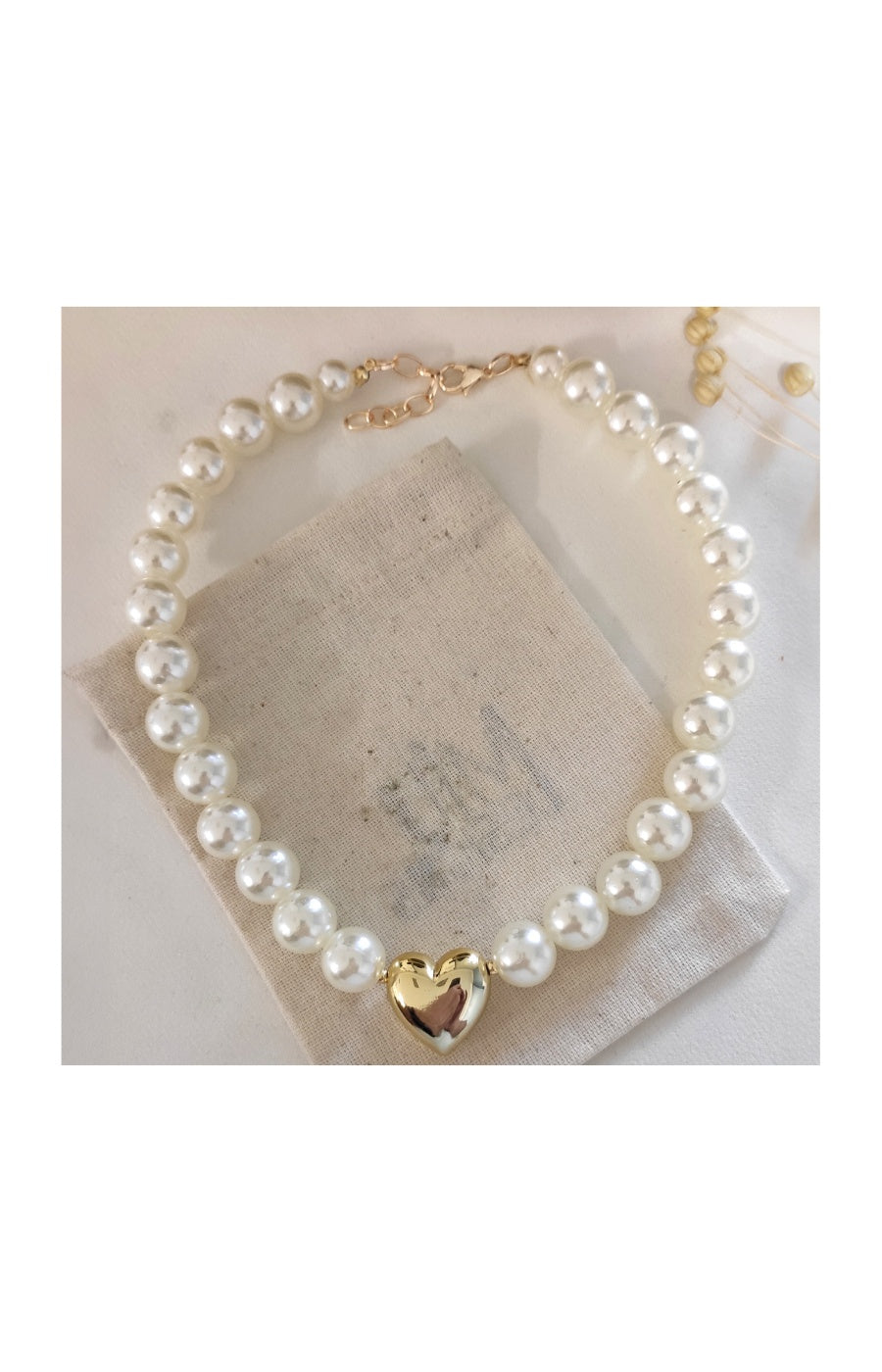 Collier - Laiton plaqué or & perles