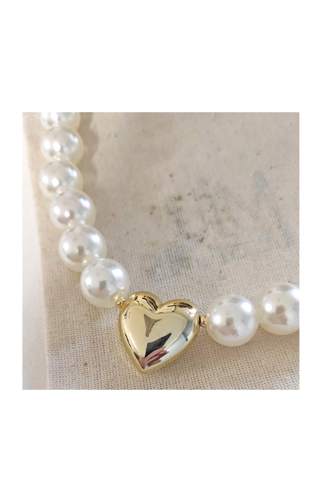 Collier - Laiton plaqué or & perles