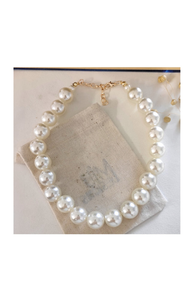 Collier - Laiton plaqué or & perles
