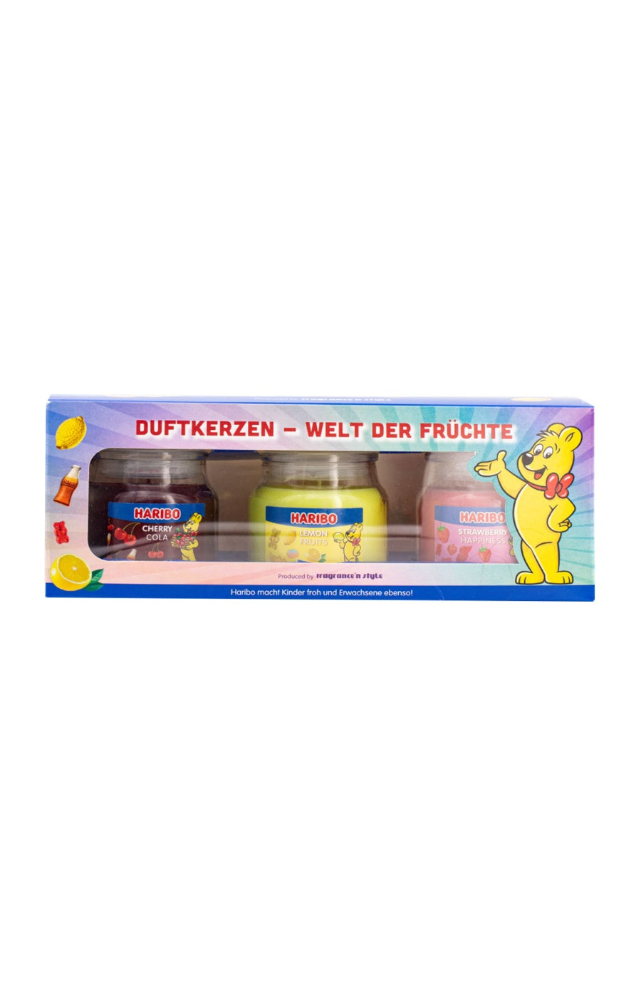 Coffret bougies parfumées - Citron, cerise & fraise - 3 x 85 g