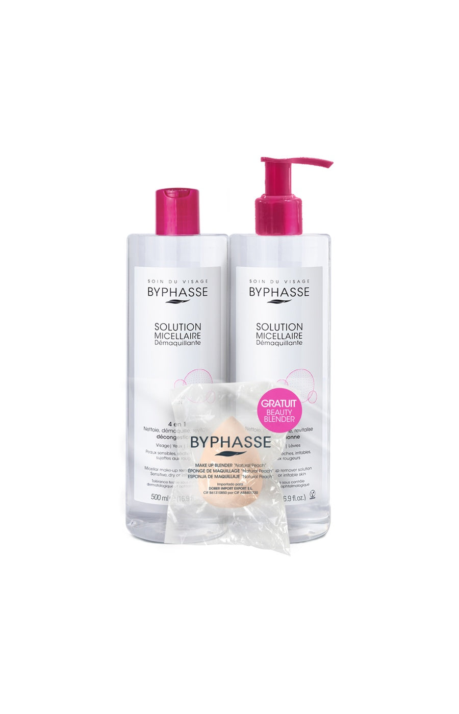 Pack solution micellaire - Peaux sensibles - 2 x 500 ml + éponge blender offert
