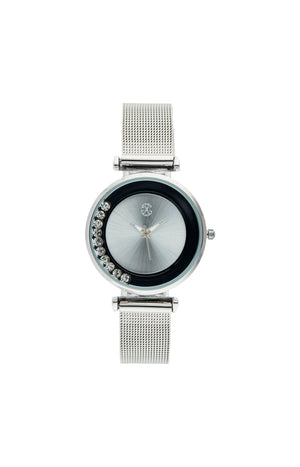 Montre à quartz - Acier inoxydable - Argenté & noir
