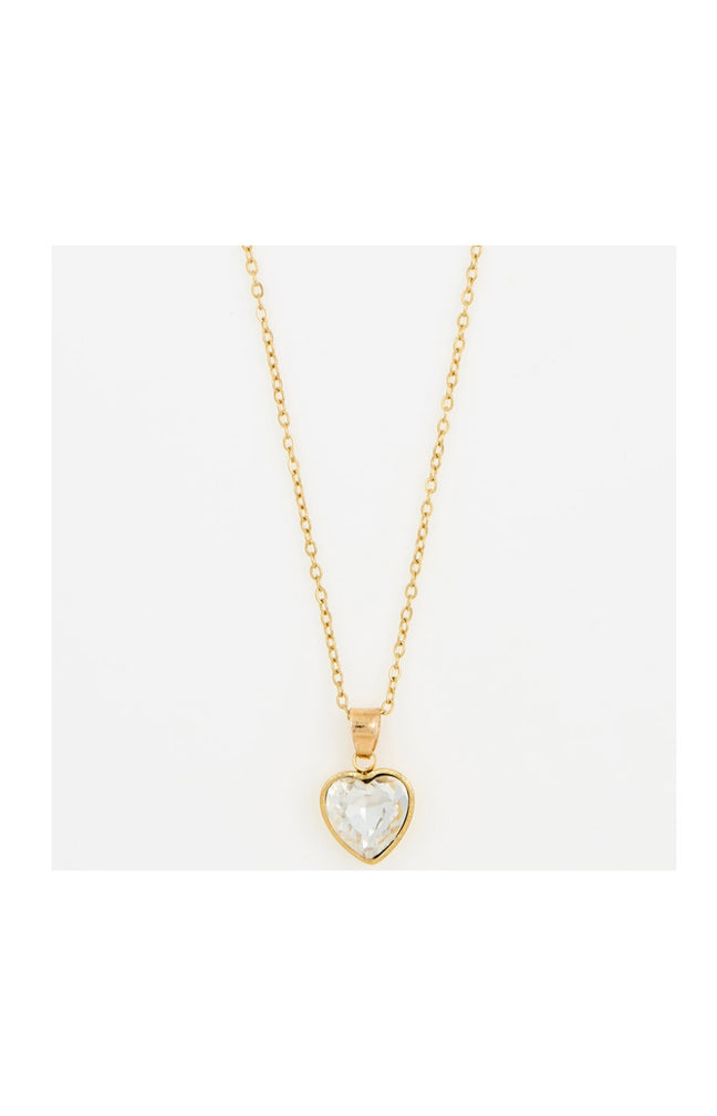 Collier - Acier inoxydable doré & pierre