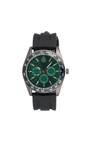 Montre à quartz - Silicone & alliage - Noir & vert - Homme