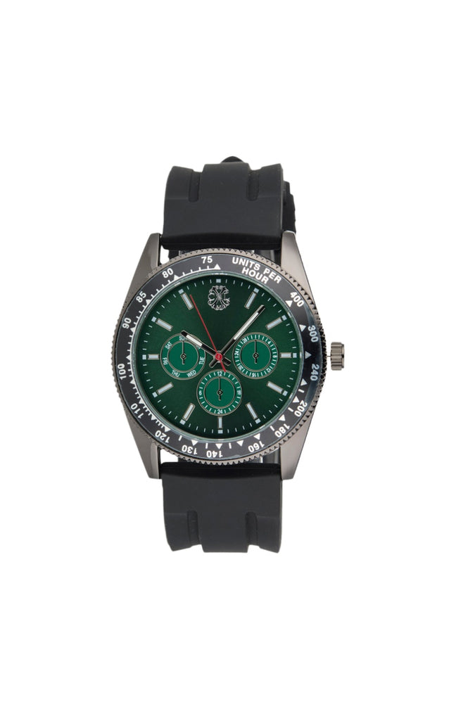 Montre à quartz - Silicone & alliage - Noir & vert - Homme