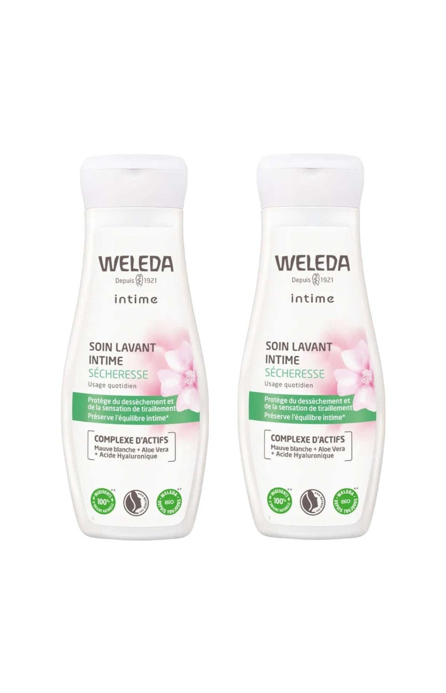 Duo de soin lavant intime sécheresse - Acide hyaluronique, aloe vera & prébiotiques - 2 x 200 ml