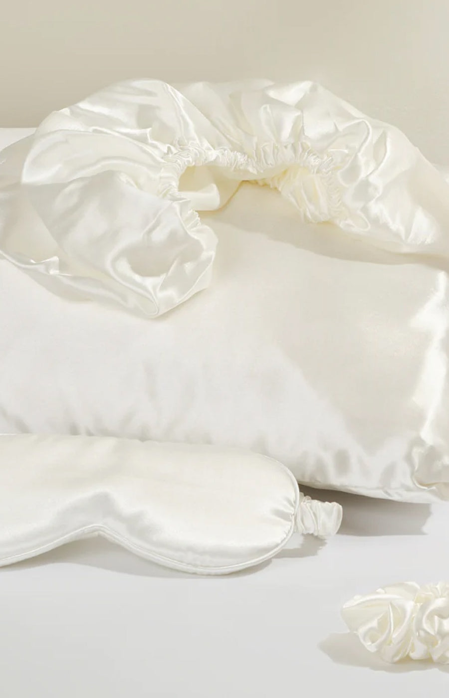 Kit de nuit en satin - Blanc - 4 produits