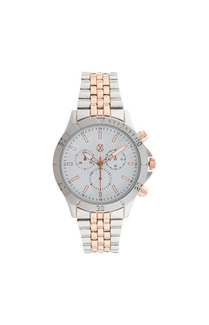 Montre à quartz - Acier inoxydable - Argenté & doré rose