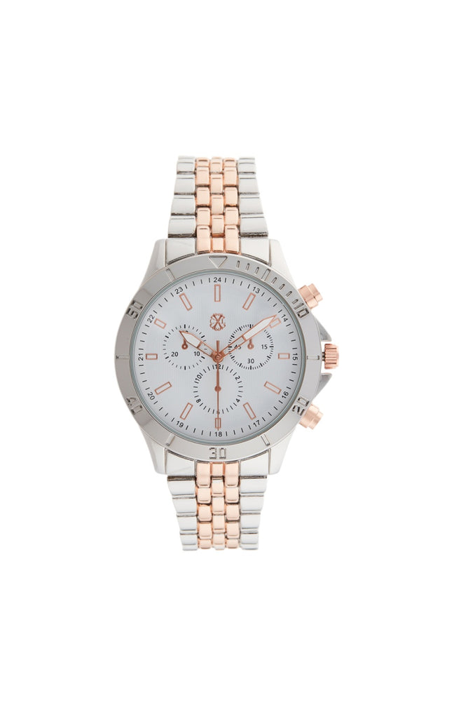 Montre à quartz - Acier inoxydable - Argenté & doré rose