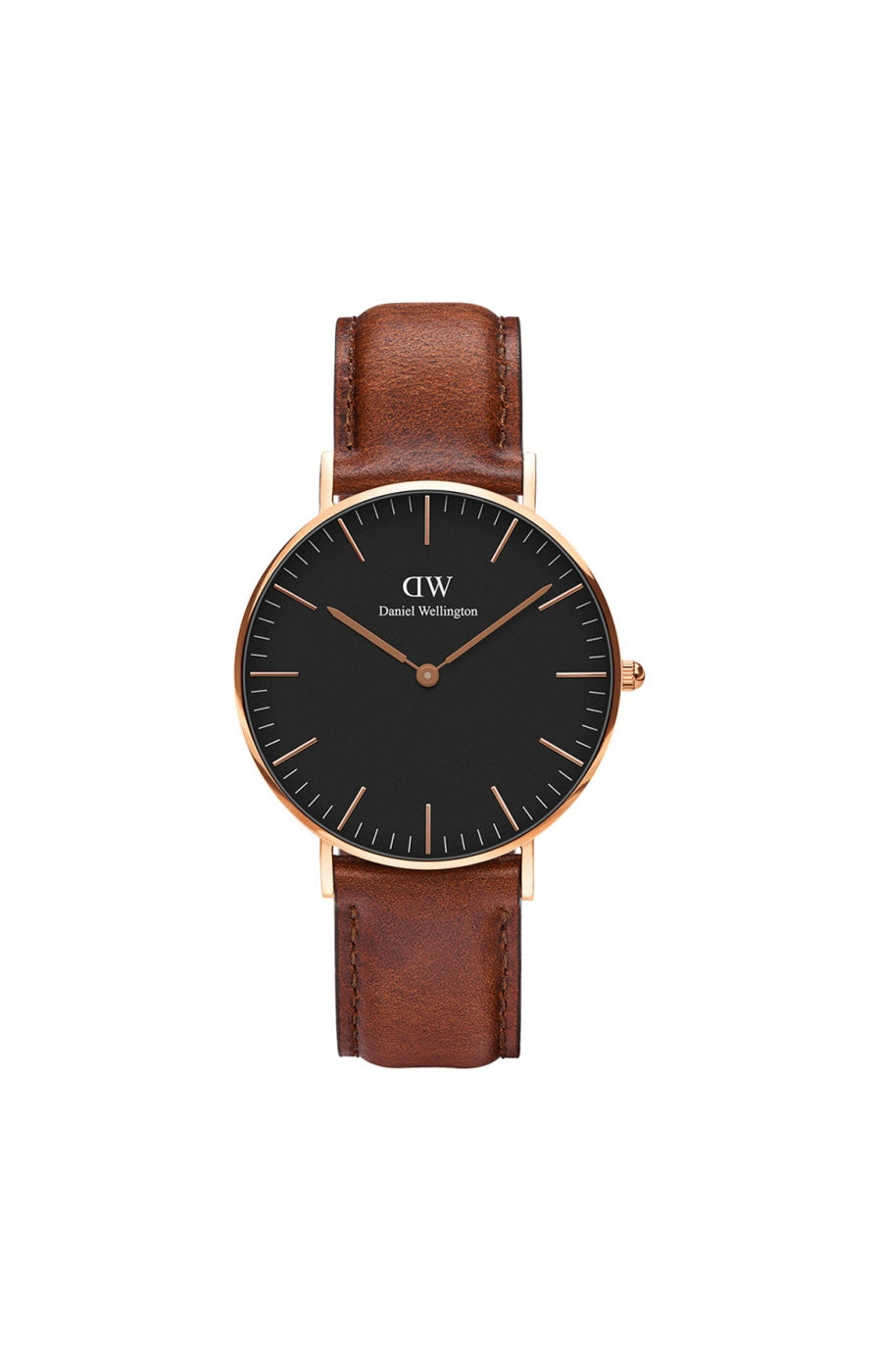Montre à quartz - Cuir & plaqué or rose - Homme