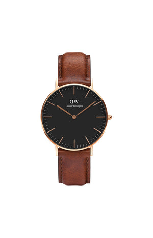 Montre à quartz - Cuir & plaqué or rose - Homme