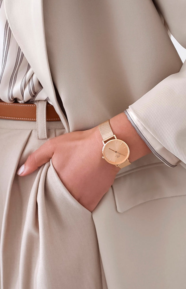 Montre à quartz - Acier inoxydable doré rose - Femme