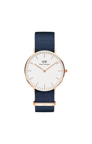 Montre à quartz - Acier inoxydable or rose & polyester - Femme