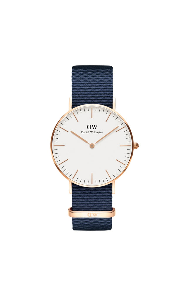 Montre à quartz - Acier inoxydable or rose & polyester - Femme