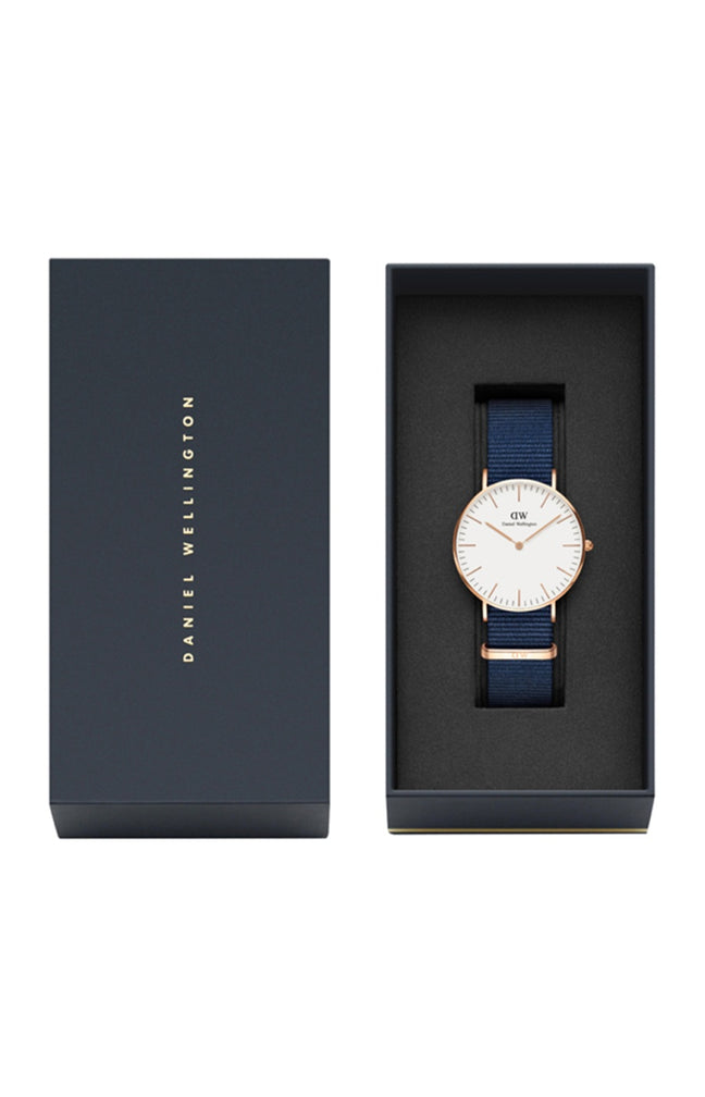Montre à quartz - Acier inoxydable or rose & polyester - Femme