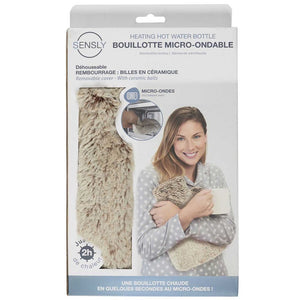 Bouillotte billes de céramique micro-ondable - Fausse fourrure - Beige