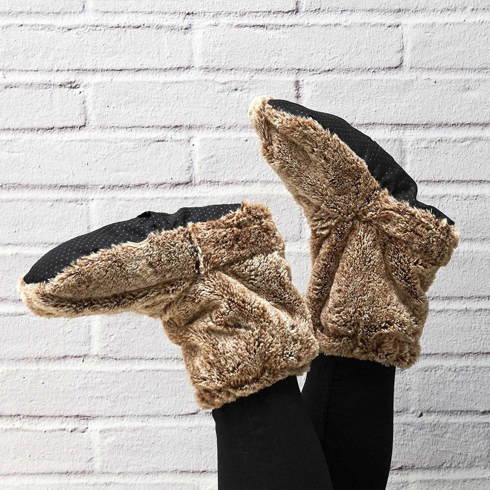 Chaussons micro-ondables -  Imitation fourrure - Crème