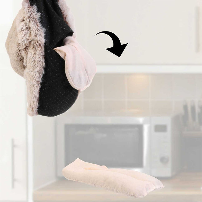 Chaussons micro-ondables -  Imitation fourrure - Crème