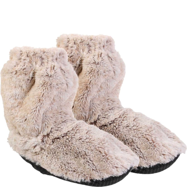 Chaussons micro-ondables -  Imitation fourrure - Crème