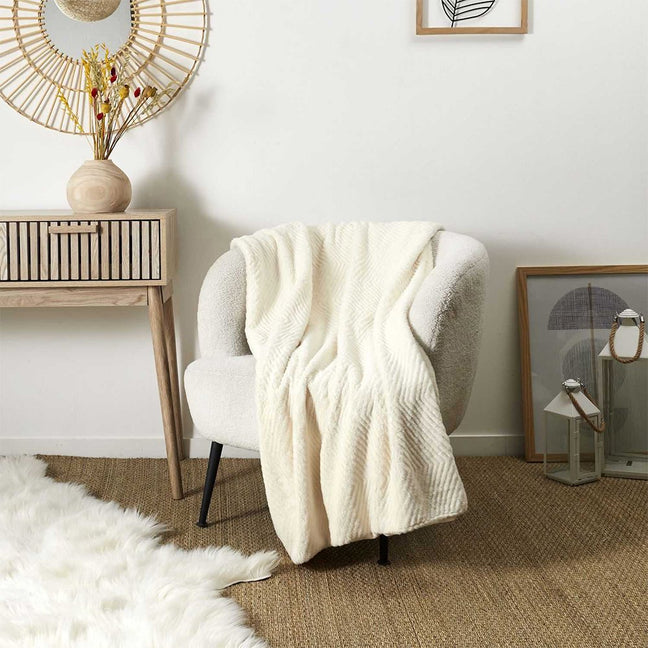 Plaid en fausse fourrure - Blanc