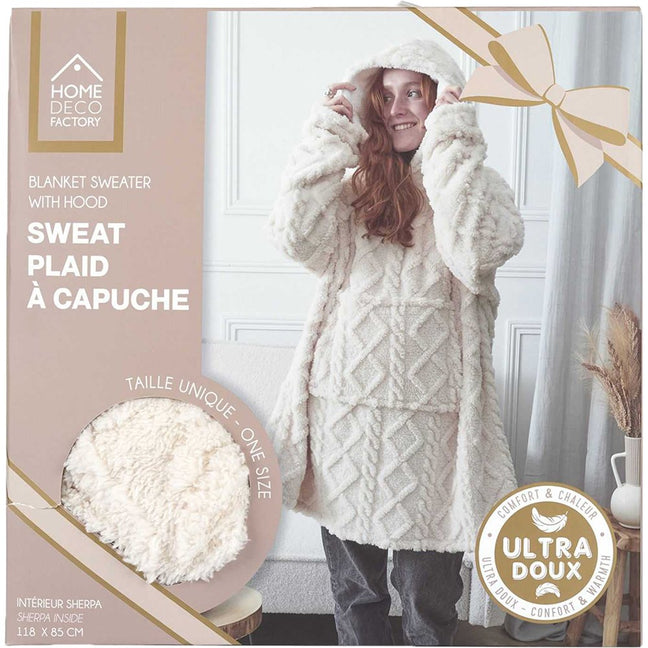 Sweat plaid jacquard - Crème - Beige