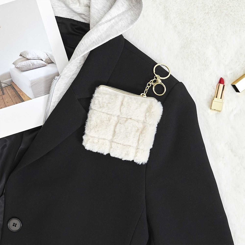 Porte-monnaie Fluffy - Fausse fourrure - Blanc