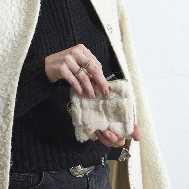 Porte-monnaie Fluffy - Fausse fourrure - Blanc