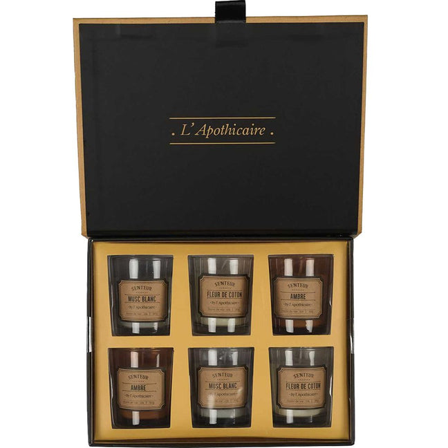 Coffret de bougies parfumées - L'apothicaire - Musc blanc, fleur de coton & ambre - 6 x 30 g