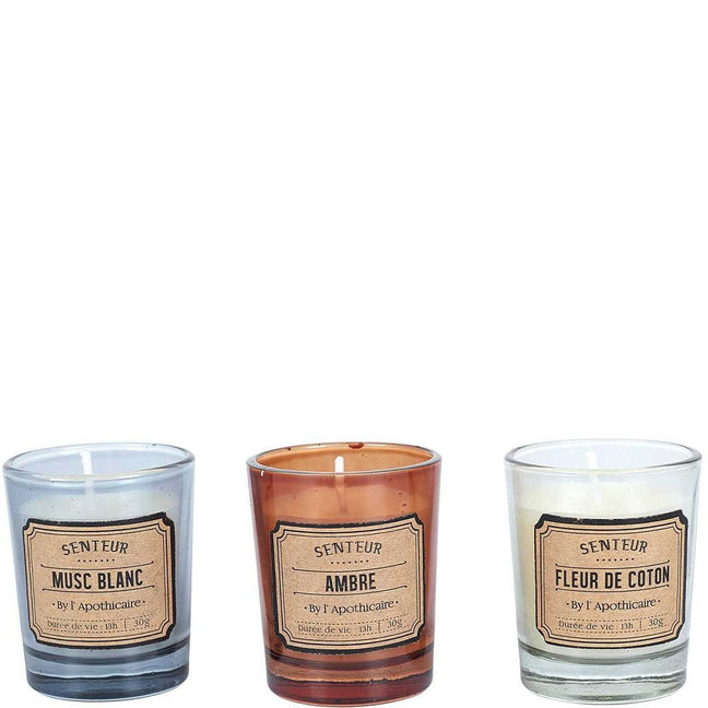 Coffret de bougies parfumées - L'apothicaire - Musc blanc, fleur de coton & ambre - 6 x 30 g