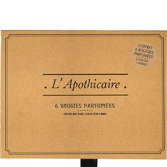 Coffret de bougies parfumées - L'apothicaire - Musc blanc, fleur de coton & ambre - 6 x 30 g