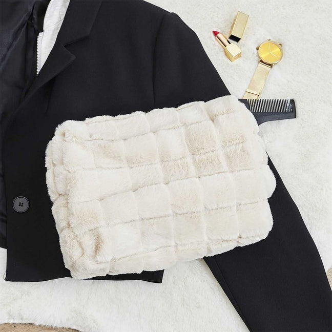 Trousse de maquillage - Fourrure synthétique - Blanc