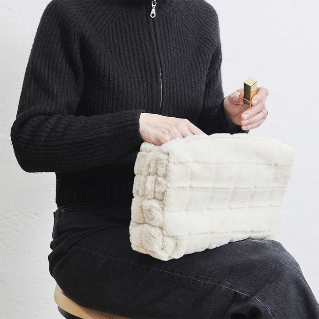 Trousse de maquillage - Fourrure synthétique - Blanc