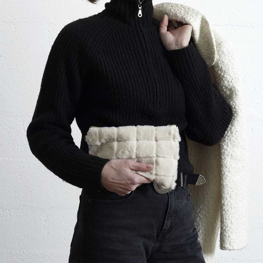 Pochette de maquillage - Fourrure synthétique - Blanc